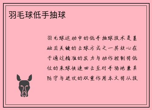 羽毛球低手抽球